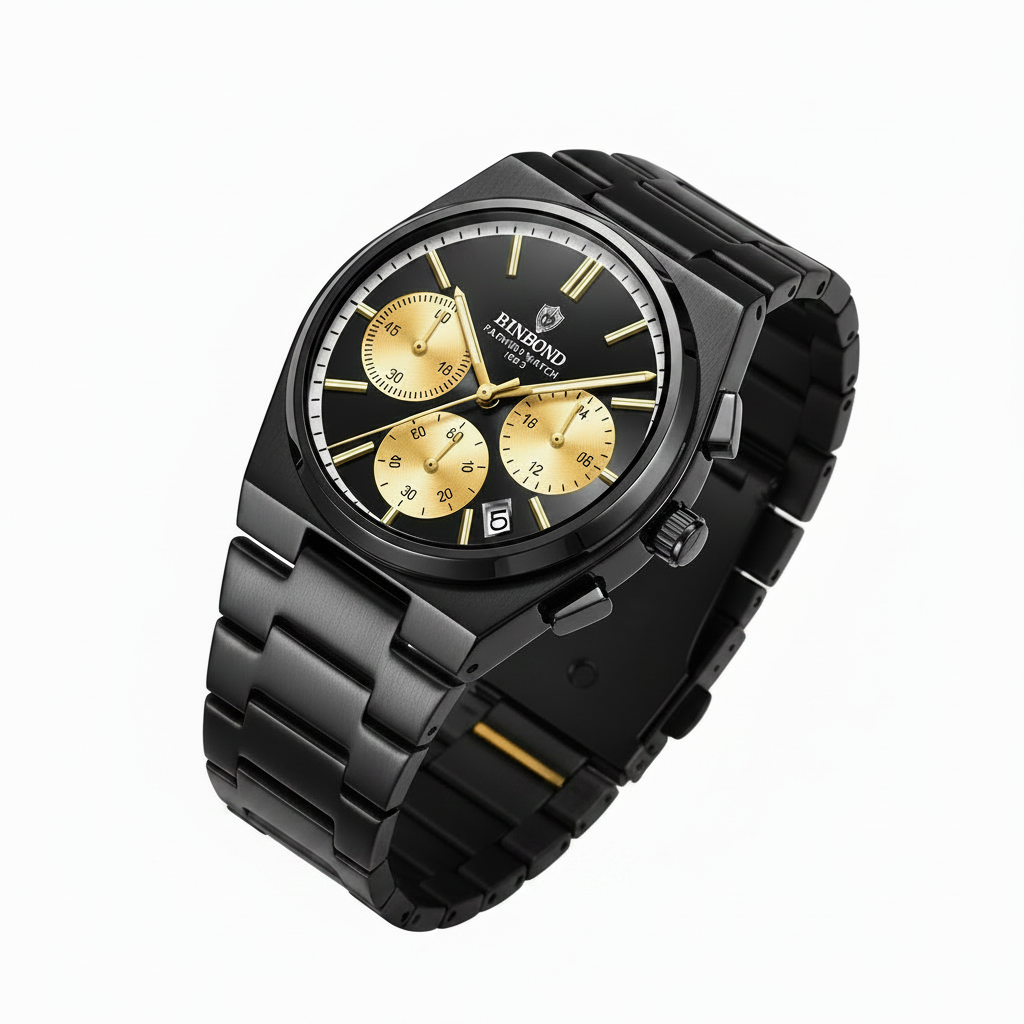 Black Gold Watch - White Background