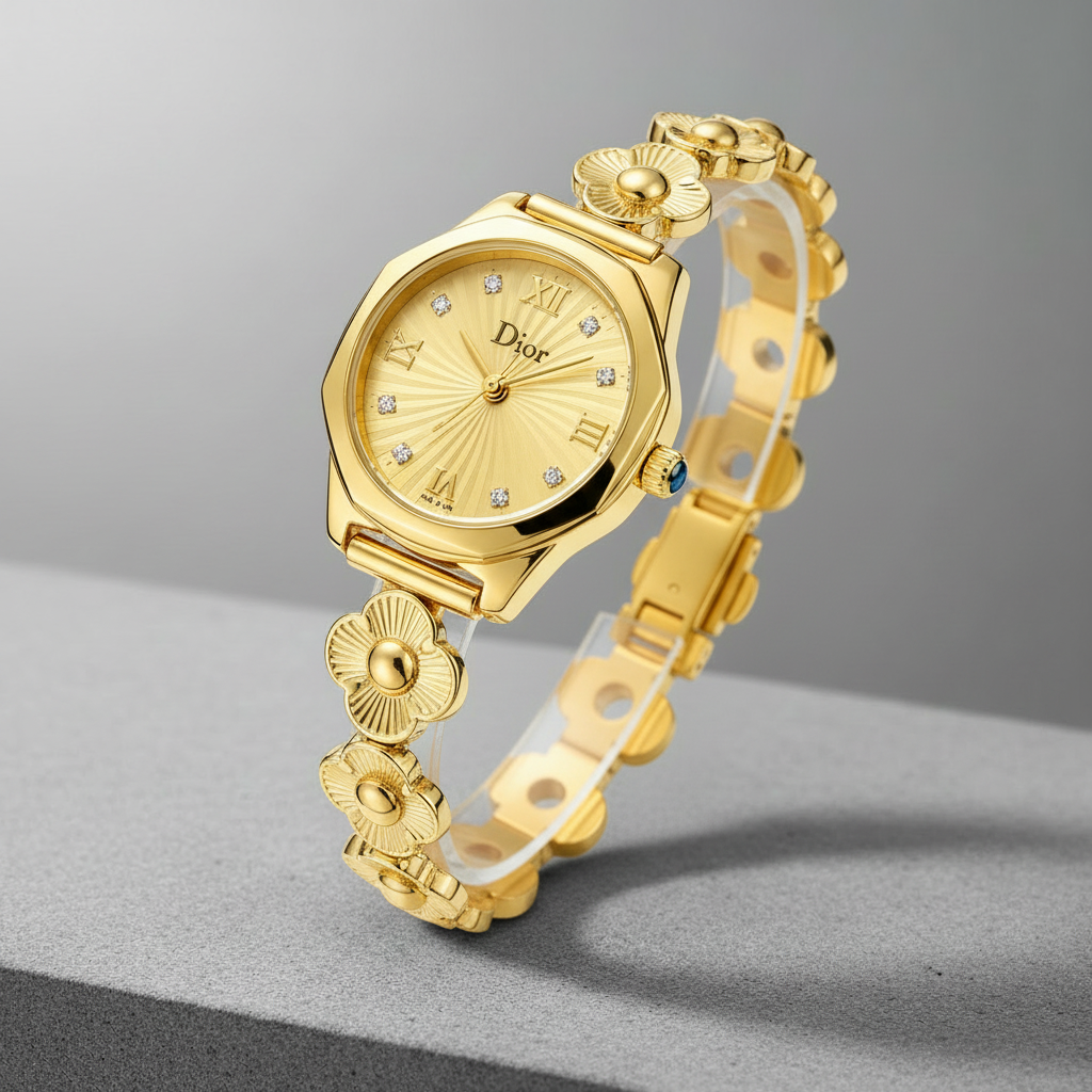 Dior Gold Flower Bracelet - Binbond Style Background