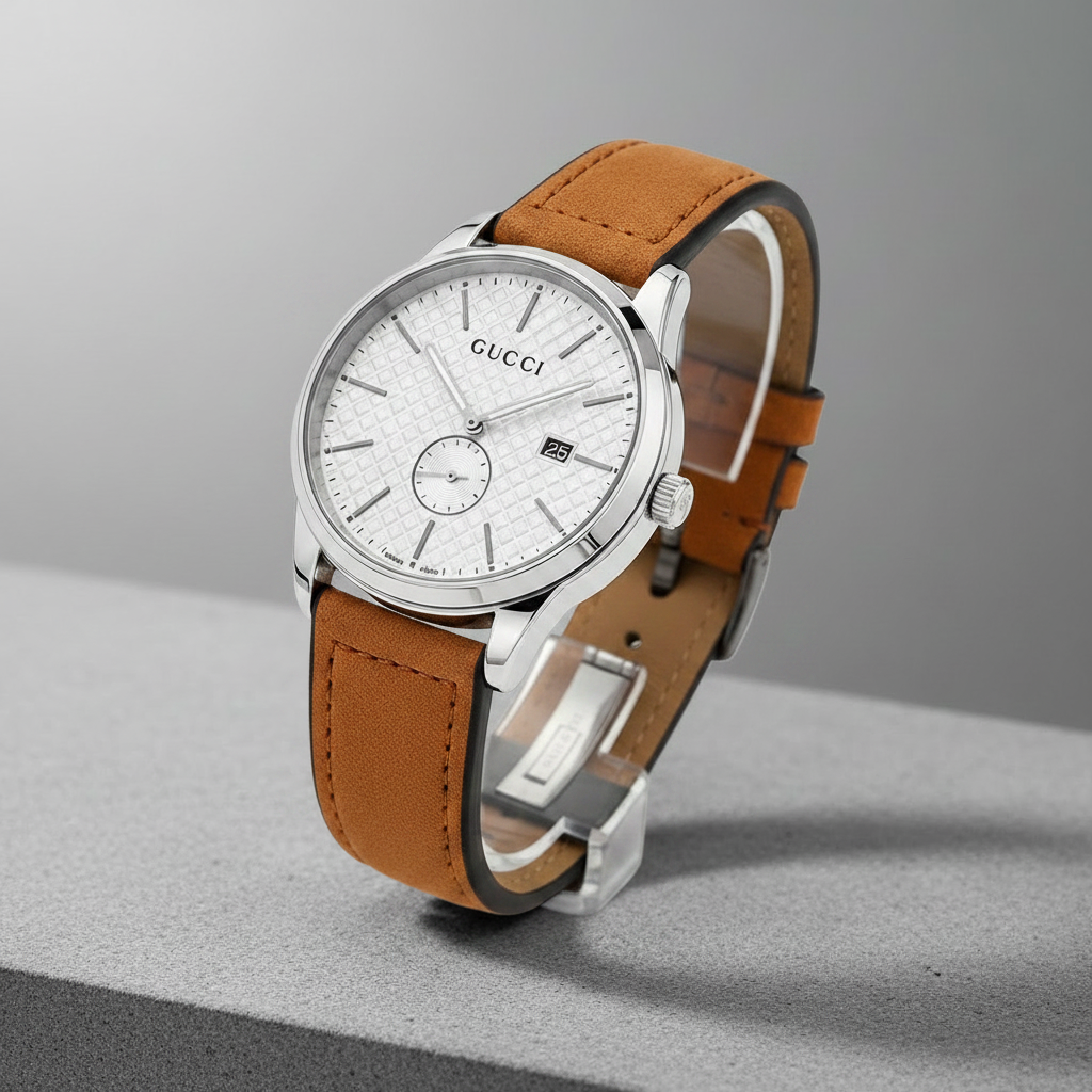 Gucci G-Timeless White Dial Brown Leather - Studio