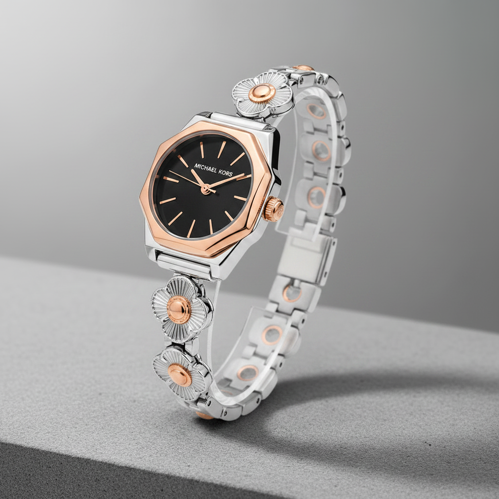 Michael Kors Black Dial Floral Watch in Studio Scene