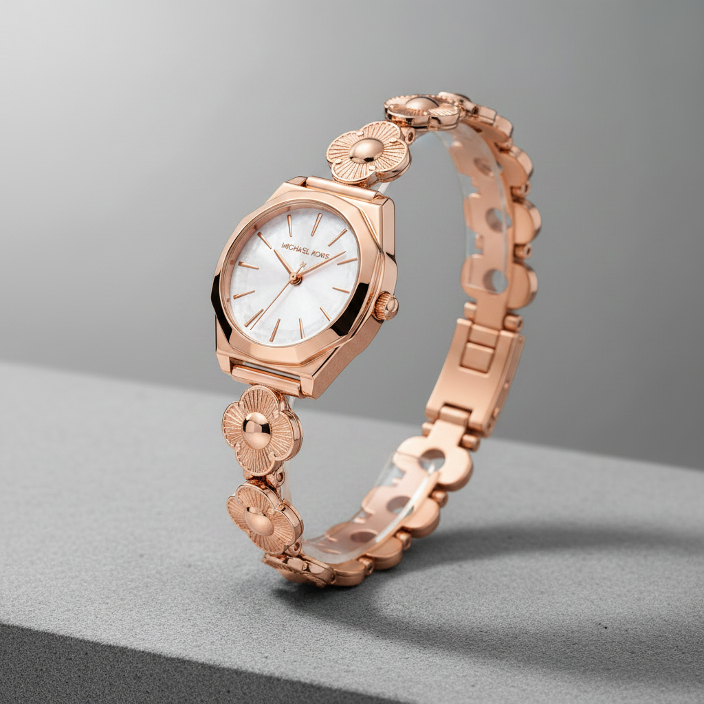 Michael Kors Rose Gold Flower Bracelet Watch – Same Background & Angle